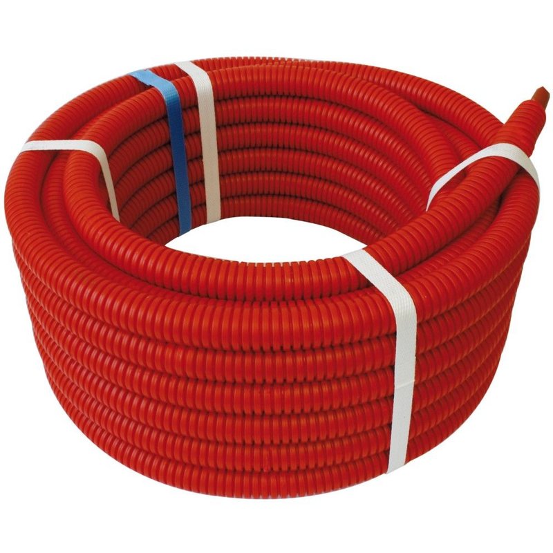 Tube PER rouge gainé L.25m diamètre 16mm