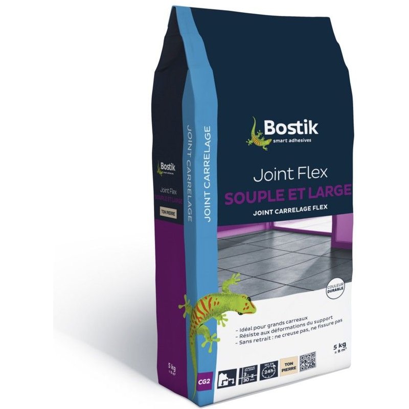 Joint de carrelage flex souple et large ton pierre Bostik 5 kg