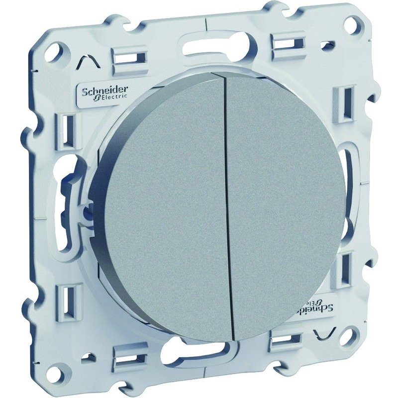Double interrupteur va-et-vient SCHNEIDER ELECTRIC Odace alu