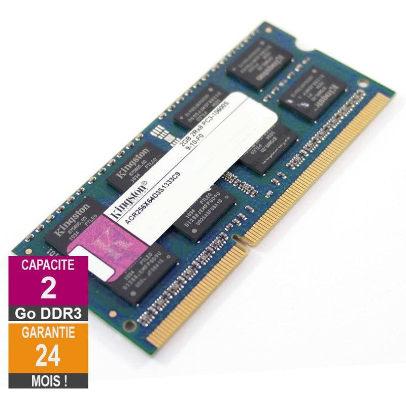 Barrette Mémoire 2Go RAM DDR3 Kingston ACR256X64D3S1333C9 SO-DIMM PC3-10600 1333MHz 2Rx8
