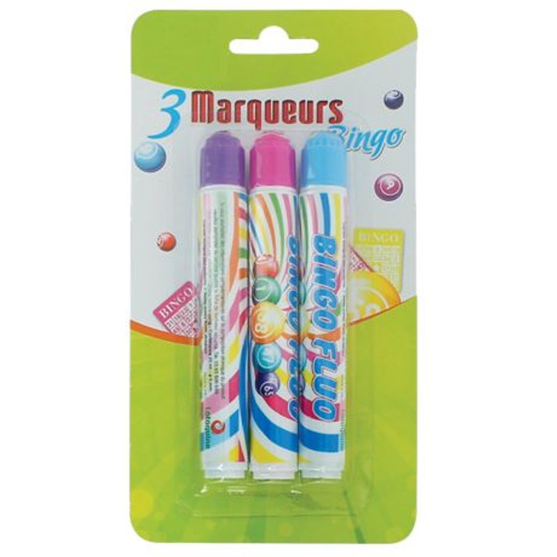 Lot De 3 Marqueurs Fluo 20 Ml Pour Bingo