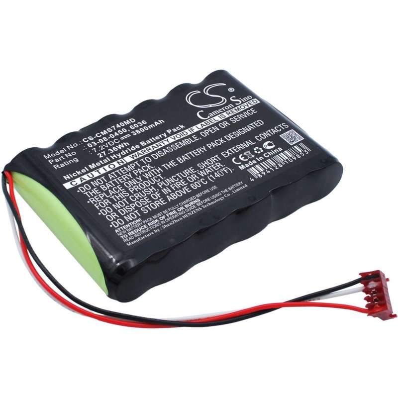 Batterie Ni-MH 7,2V 3800mAh / 27.36Wh type 03-08-0450, 03-08-0450-I, 120336, 6036 pour Casmed 740, 750, 940X, 940X Monitor, CAS 740, CAS 740-1, CAS 740-2, CAS 740-2T, CAS 740-3, CAS 750, NIBP 730, NIB