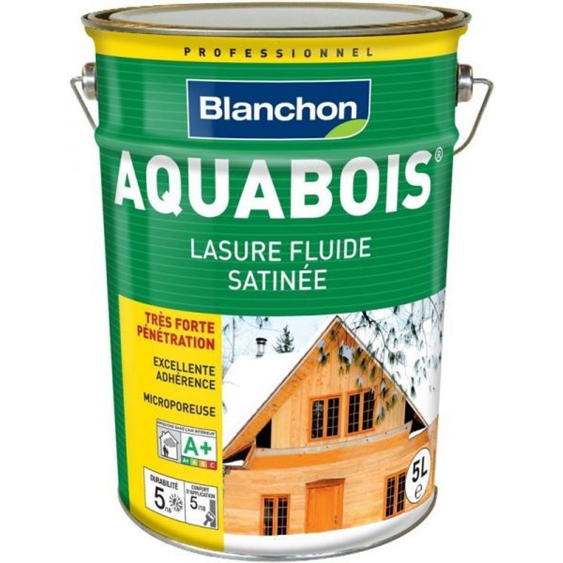 Lasure fluide satinée - 5 litres - chêne rustique - Aquabois BLANCHON