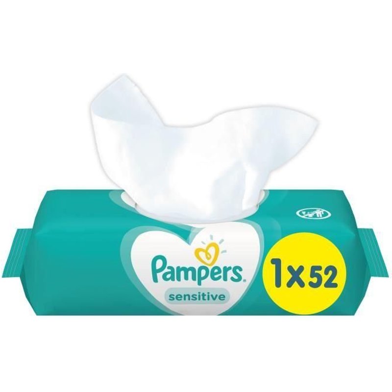 Pampers Lingettes Bebe Sensitive - 52 Lingettes