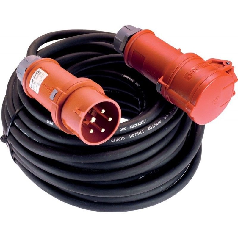 CEE-Rallonge électrique 10m H07R - N-F5G6,0, noir 32A