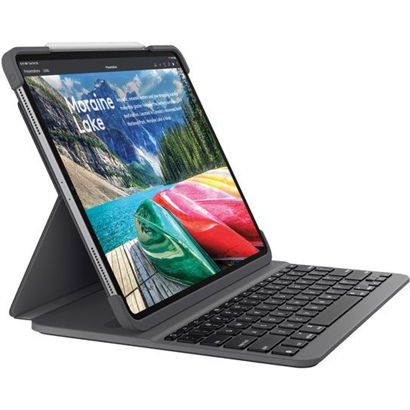 Logitech Slim Folio Pro - Clavier et étui - rétroéclairé - sans fil - Bluetooth - QWERTY - Espagnol - pour Apple 11-inch iPad Pro (1ère génération)