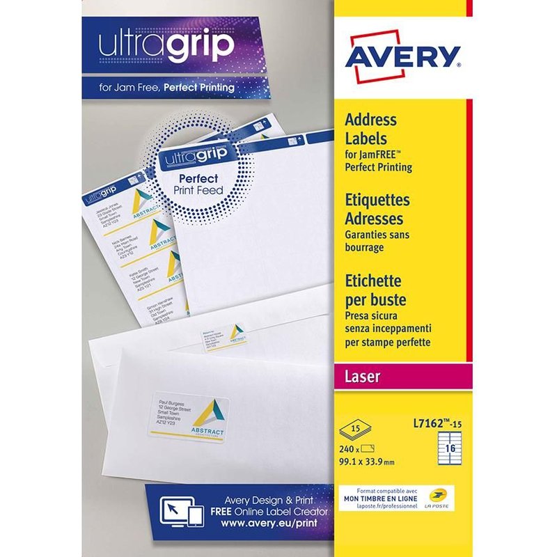 Avery - Blanc - 99.1 X 33.9 Mm 240 Étiquette(S) (15 Feuille(S) X 16 Étiquettes Adresses
