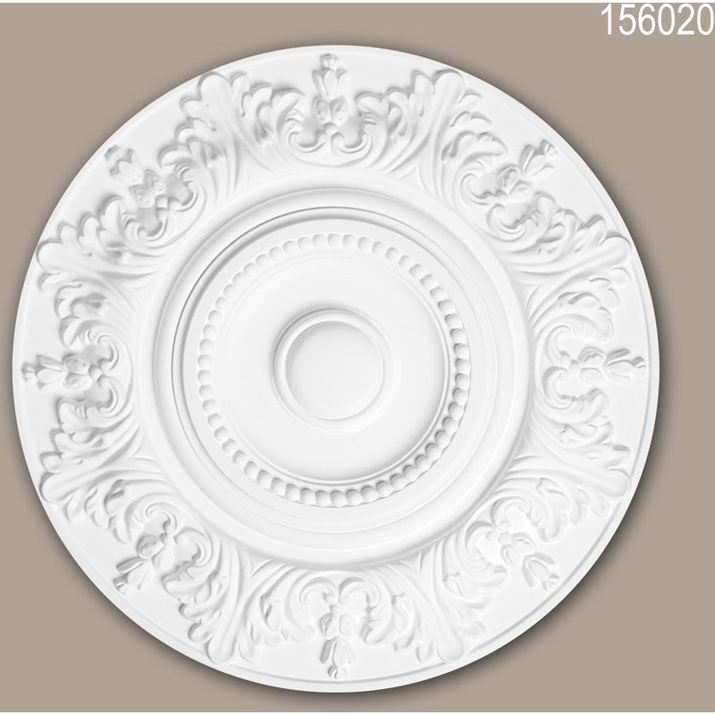 Rosace 156020 Profhome Élement décorative Élement pour plafond style Rococo-Baroque blanc Ø 47 cm