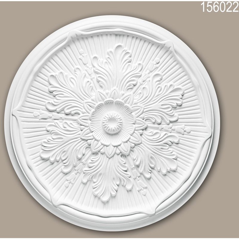 Rosace 156022 Profhome Élement décorative Élement pour plafond style Néo-Renaissance blanc Ø 52,5 cm
