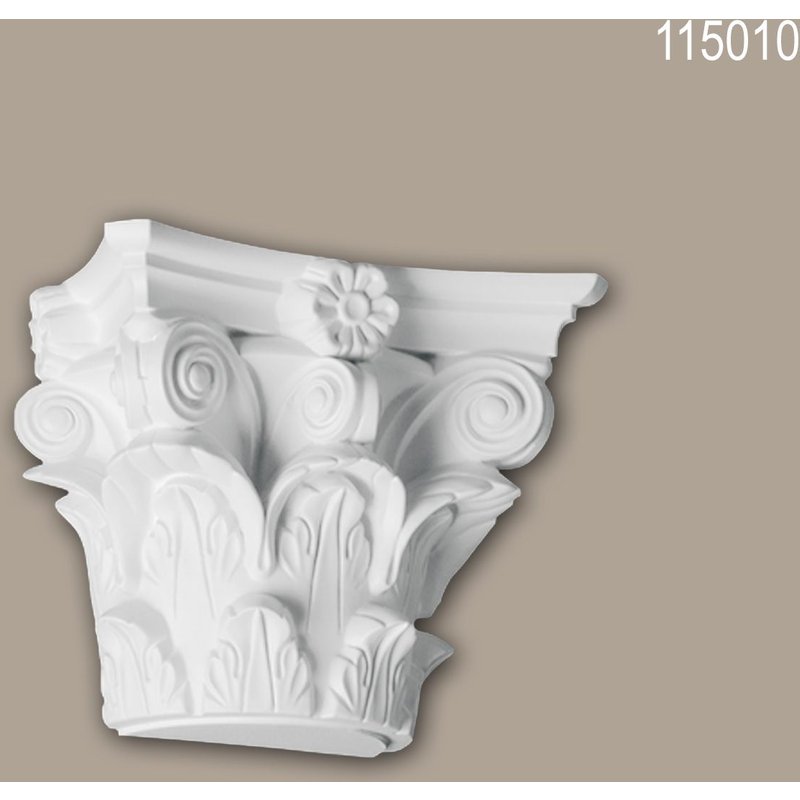 Chapiteau de demi-colonne 115010 Profhome Colonne Élement décorative style corinthien blanc