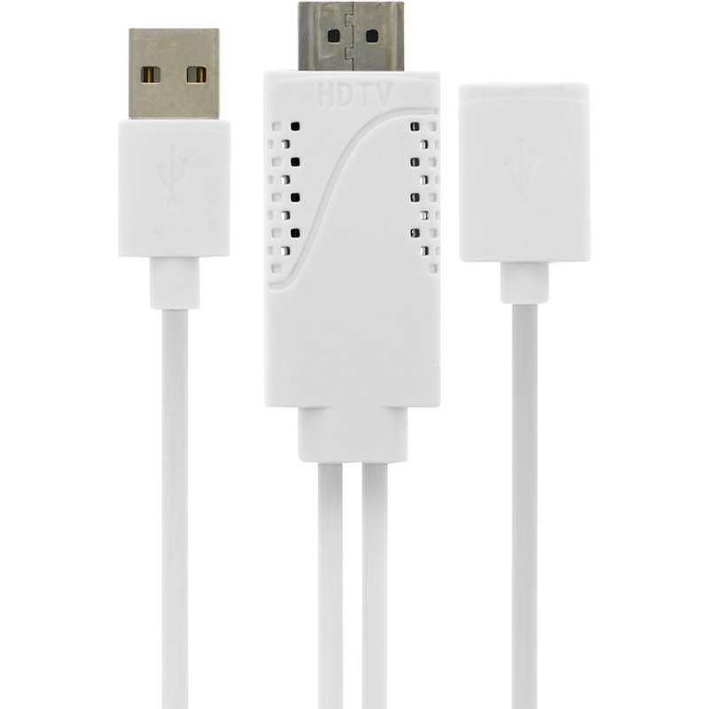 Câble USB Femelle MHL Vers HDMI Mâle Et USB Mâle Smartphone / Tablette - Blanc