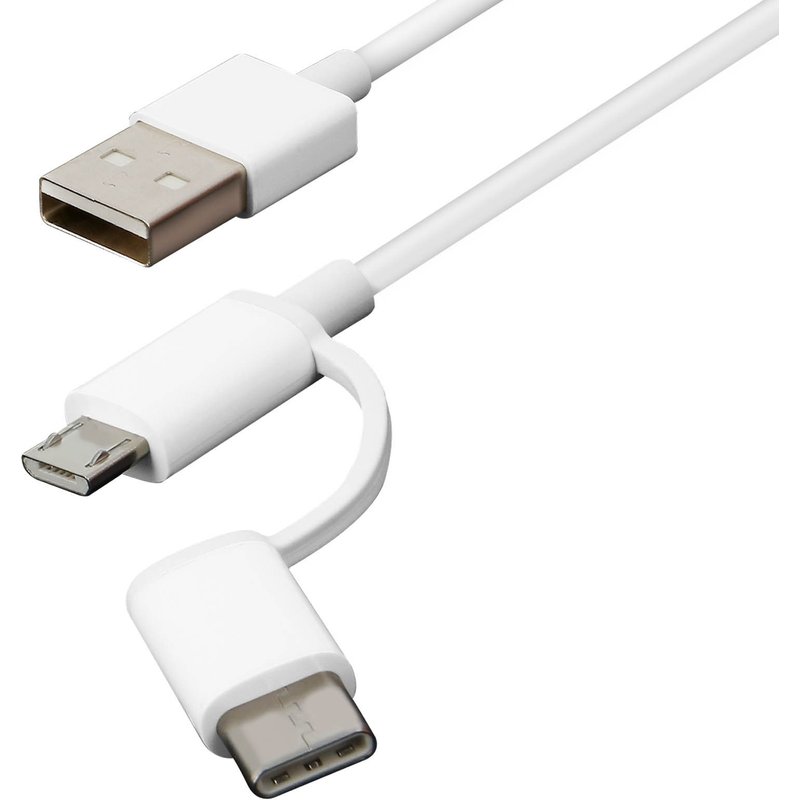 Câble micro-USB / USB type-C vers USB 2 en 1 30cm Original Xiaomi - blanc