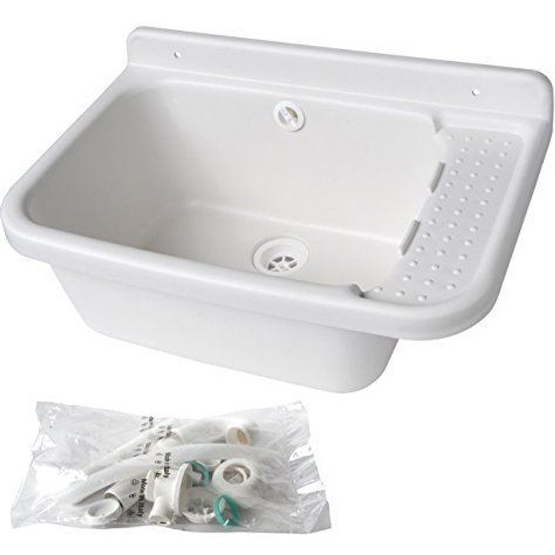 La ventilation lavsg50-y évier évier de buanderie en résine, blanc, 500