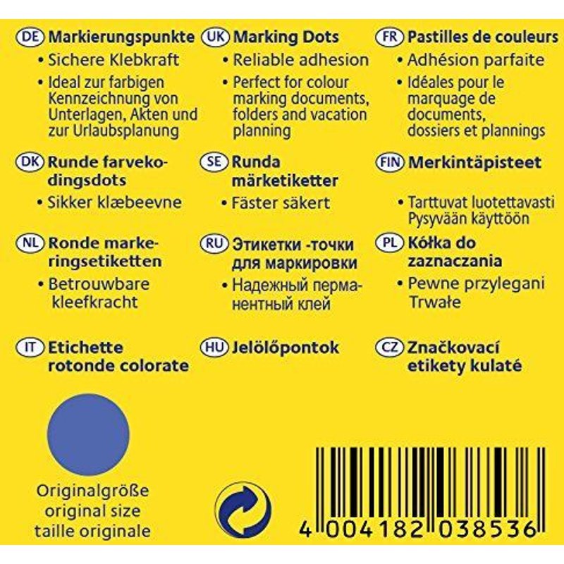 Pastilles Avery-Zweckform 3853 Ø 10 mm papier bleu 800 pc(s) permanente