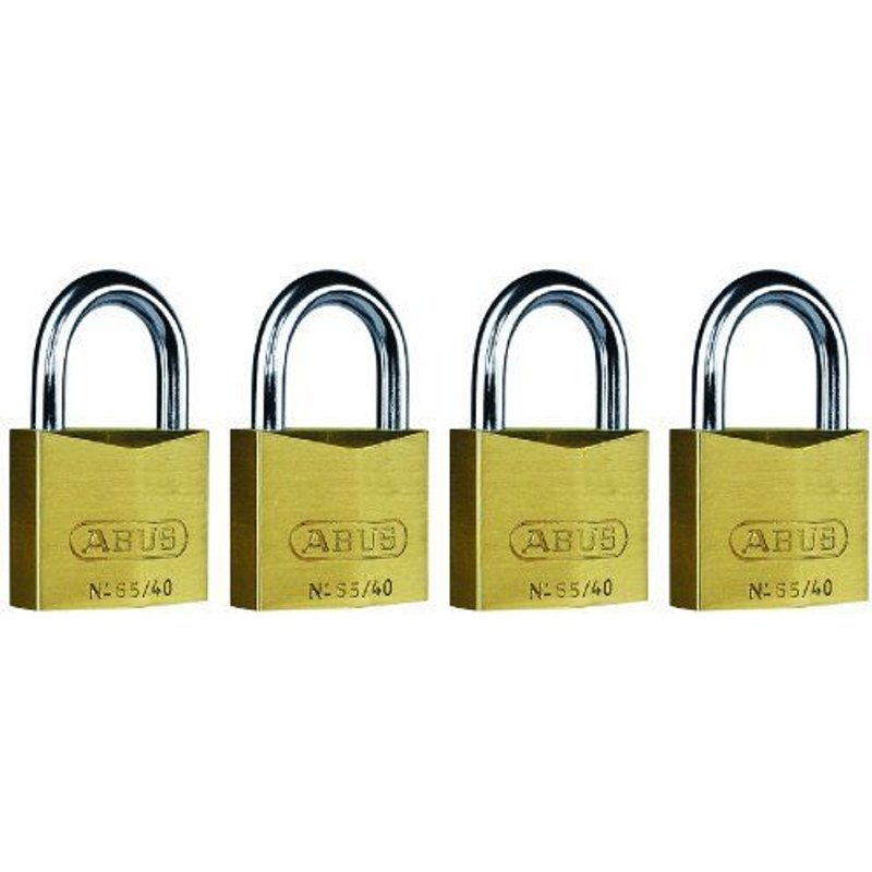 Cadenas à clé - laiton - anse cémentée - par 4 - 65/40 Quads ABUS
