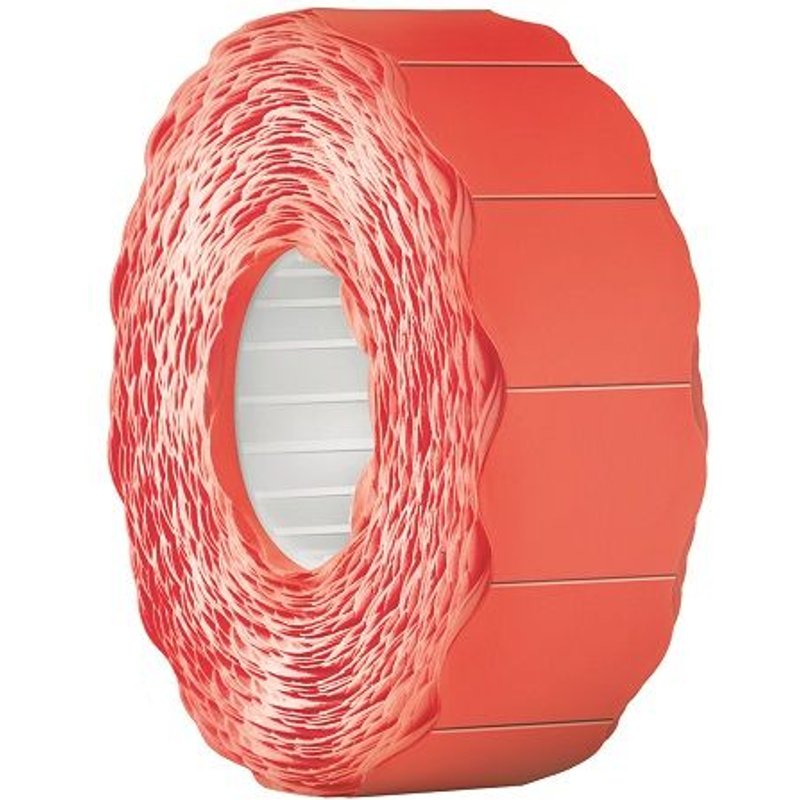 Meto - Adhésif Permanent - Rouge Fluo - 26 X 16 Mm 6000 Étiquette(S) (6 Rouleau(X) X 1000 Étiquettes
