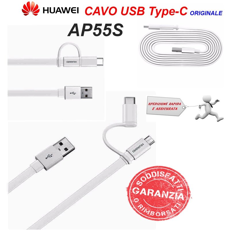 câble USB TYPE-A / TYPE-C MICRO USB blanc original HUAWEI AP55S