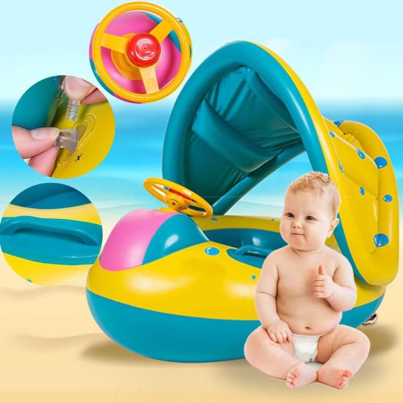 Bouée Siège Gonflable Parasol À Bébé Enfant 6-18 Mois 15kg Piscine Natation Fauteuil Baignoire Jouet