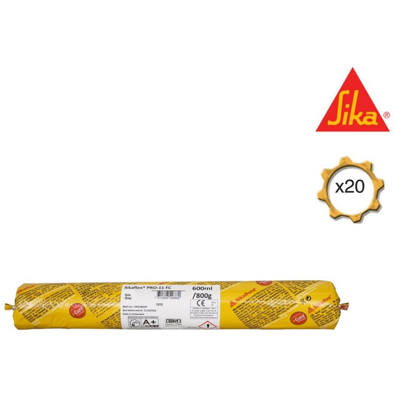 Lot de 20 recharges mastic colle SIKA Sikaflex PRO 11 FC Purform - Gris béton - 600ml - 644873x20
