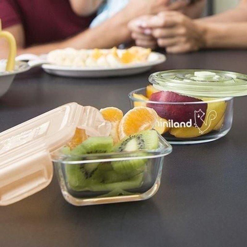 Miniland - Set De 4 Recipients Carres En Verre. Set 4 Natursquare Bunny