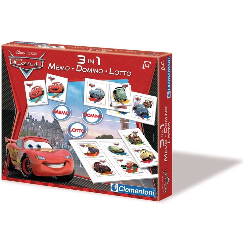 Clementoni Cars - Kit 3 En 1 Memo Domino Loto