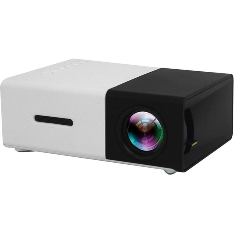 Mini projecteur YG300 LED 1080P portable avec télécommande pour smartphone ordinateur portable YG-300 noir et blanc