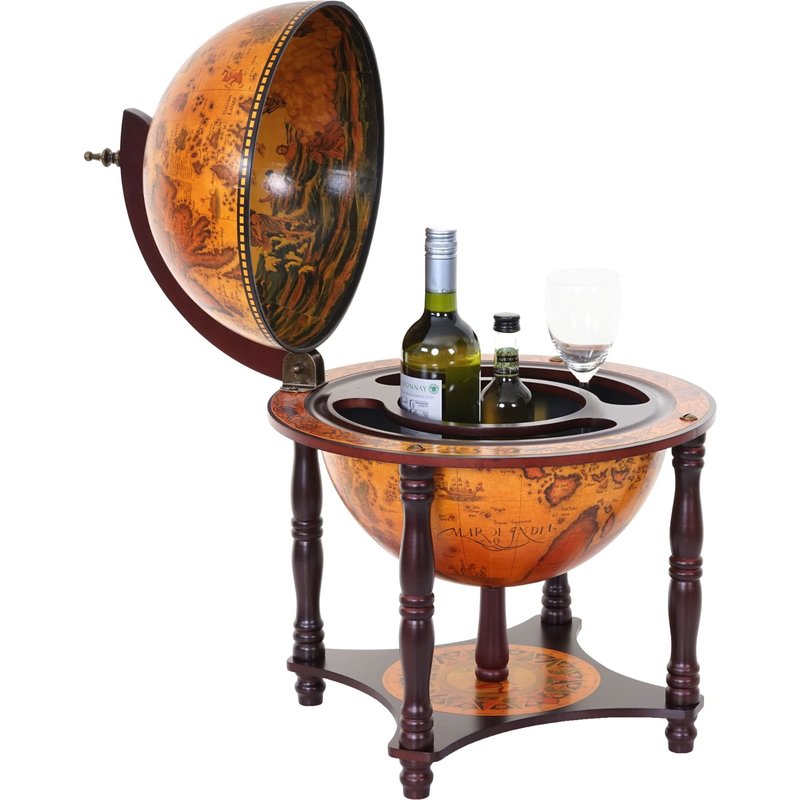 Globe Terrestre, Bar De Salon Hwc-T874, Minibar, Bois D'eucalyptus