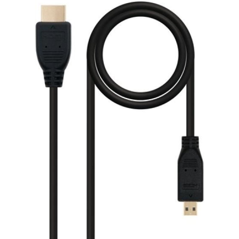 Nanocable HDMI, 0.8m câble HDMI 0,8 m HDMI Type A (Standard) HDMI Type D (Micro) Noir