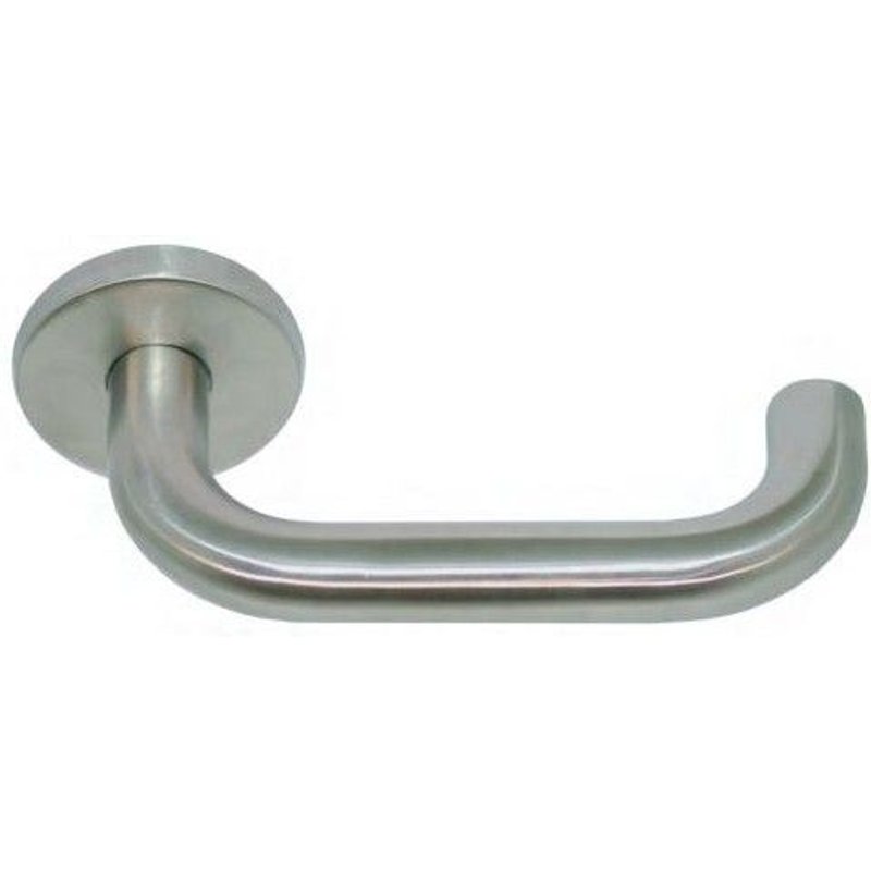 Paire béquilles Inox 304 2 coudes C7 sur rosace Vabre - ressort rappel ép.38/50 mm - 171