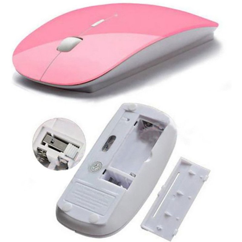 Souris Ultra Plate pour PC MEDION Sans Fil USB Universelle Capteur Optique 3 Boutons Couleurs - ROSE