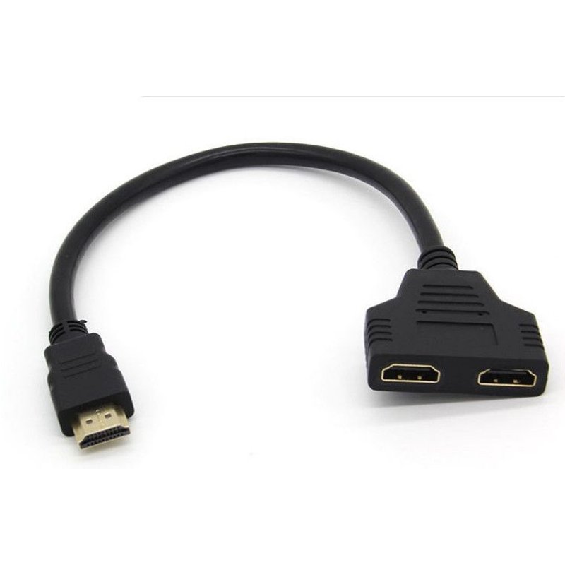 Adaptateur 2 ports Cable HDMI pour PC RAZER Television TV Console Gold 3D FULL HD 4K Ecran 1080p Rallonge (NOIR)