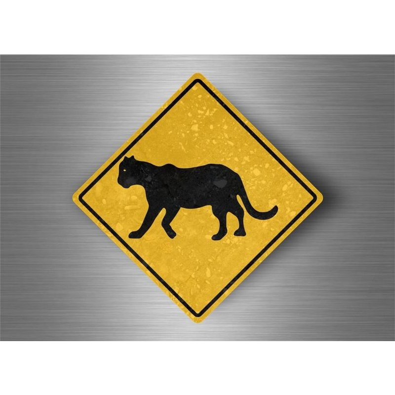Autocollant Sticker Laptop Panneau Route Safari Attention Panthere
