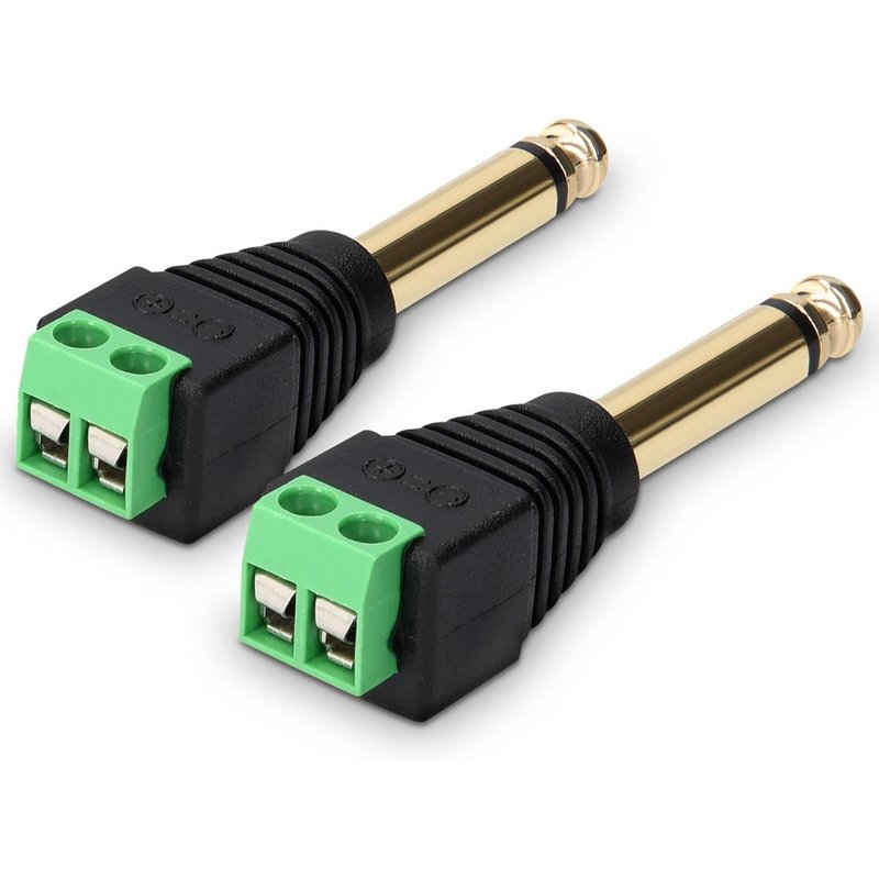 kwmobile 2x Adaptateur Jack 6.35 mm - Terminal Block avec Raccord Fileté 2 Broches - Connecteur Prise Mâle pour Audio Stéréo - Fixation par Vis