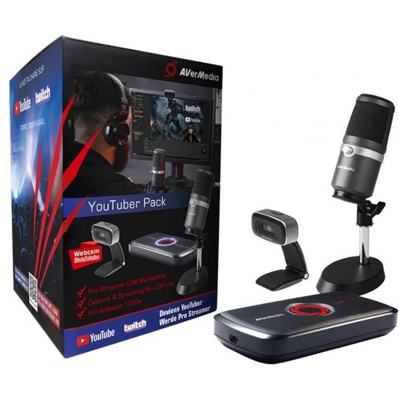 AVERMEDIA Pack Youtuber Pro Streamer - Noir - Boîtier de Capture Vidéo LGP Lite GL310