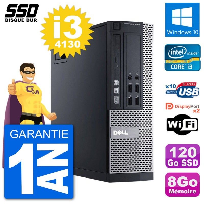 PC Dell OptiPlex 9020 SFF Intel Core i3-4130 RAM 8Go SSD 120Go Windows 10 Wifi