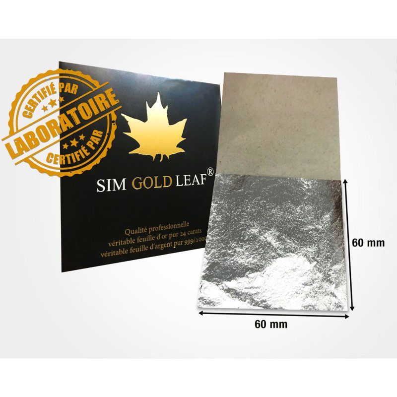 20 Feuilles d'argent Pur 100%, 60 X 60 mm Feuille Libre Alimentaire Comestible