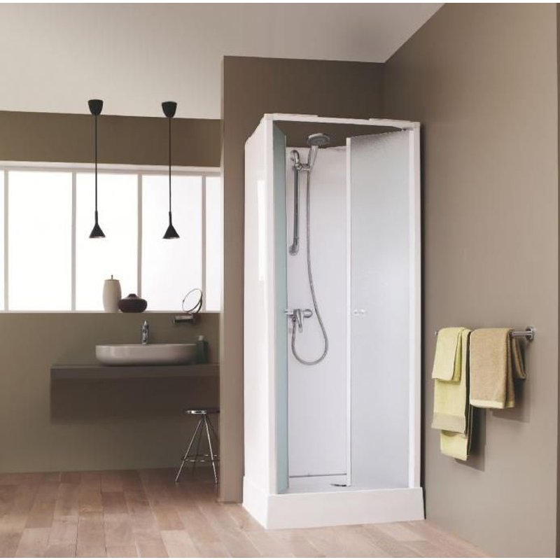 Leda - Cabine Surf 5 Portes Battantes 80X80 Verre Granité