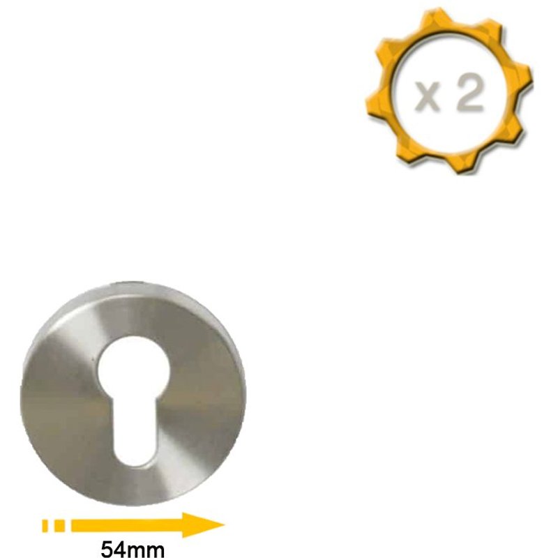 Rosaces rondes à clé I - finition inox brossé mat - diamètre 54mm x2