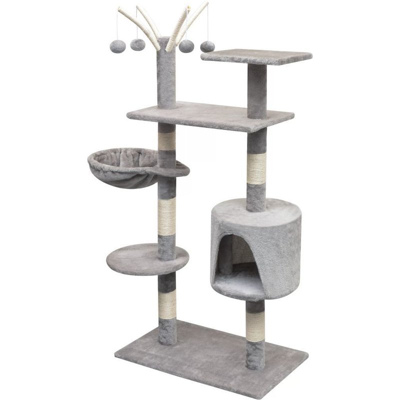 Arbre À Chat Griffoir Grattoir Niche Jouet Animaux Peluché En Sisal 125 Cm Gris Helloshop26 3702185