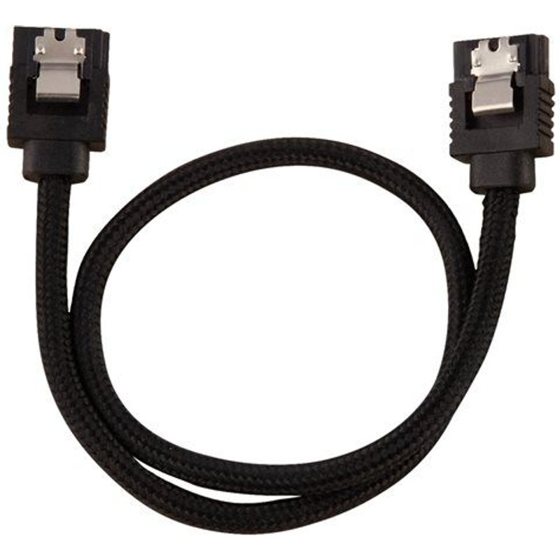 CORSAIR Premium Sleeved - Câble SATA - Serial ATA 150/300/600 - SATA (M) pour SATA (M) - 30 cm - noir