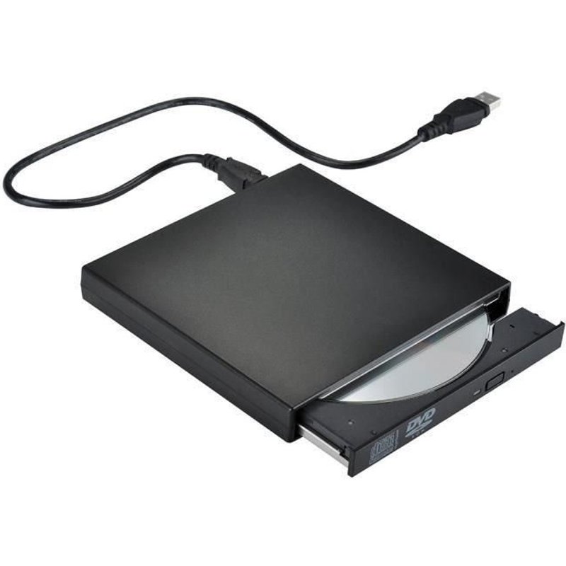 Graveur Lecteur Externe USB 2.0 DVD-R & CD-RW Compatible avec Windows 2000/XP/Vista/Windows7 - Noir