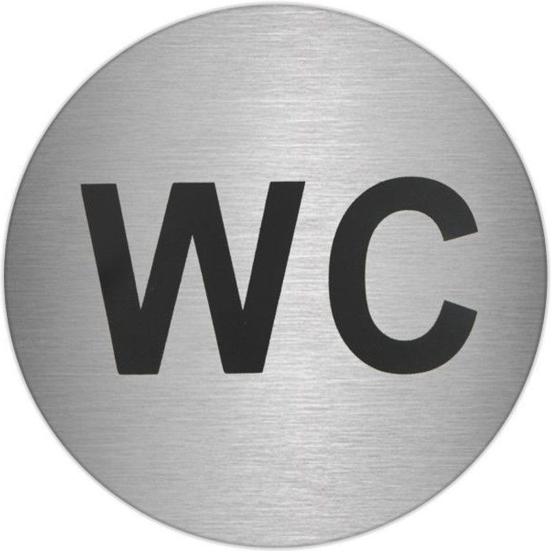 Plaque Adhésive "WC" Inox Ø 7 cm.