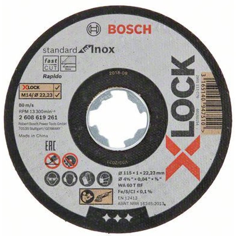 Bosch Disque à tronçonner droits X-LOCK Standard for Inox 115x1x22,23 mm - 2608619261