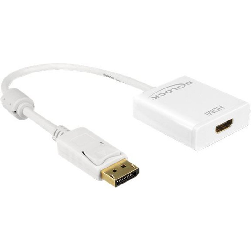 Delock Adapter Displayport 1.2 male > HDMI female 4K Active - Convertisseur vidéo - Parade PS171 - DisplayPort - HDMI - blanc - Pour la vente au détail