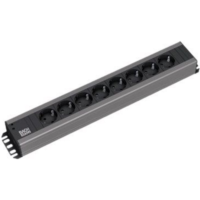 Bachmann IT PDU Basic - Unité de distribution secteur (rack-montable) - CA 230 V - monophasé - entrée : power CEE 7/7 - connecteurs de sortie : 8 (power CEE 7/3) - 2U - 19" - 2 m cordon -...
