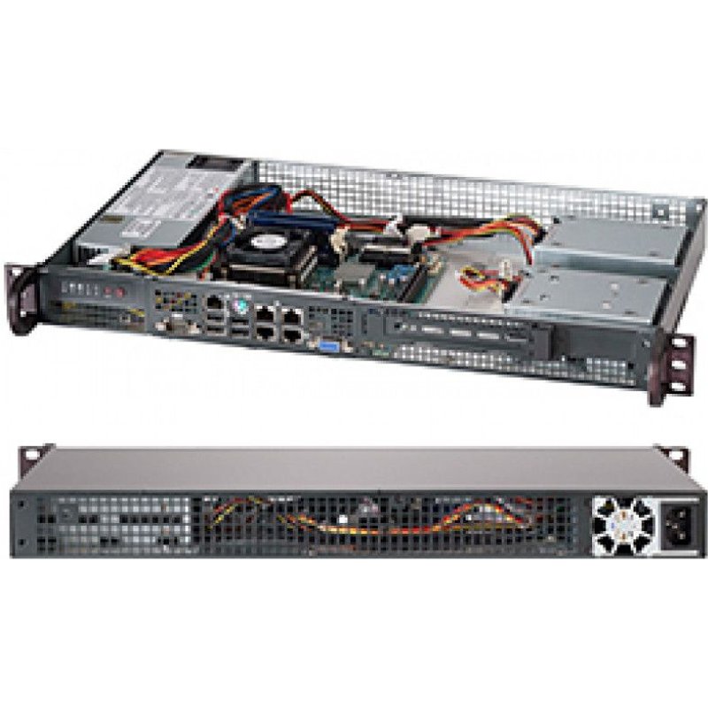 Supermicro SC505 203B - Montable sur rack 1U - mini ITX - non remplaçable à chaud 200 Watt - noir - pour IoT SuperServer 510D-10C-FN6P