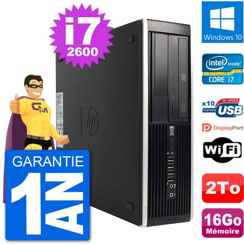PC HP Compaq Pro 6300 SFF Intel i7-2600 RAM 16Go Disque Dur 2To Windows 10 Wifi