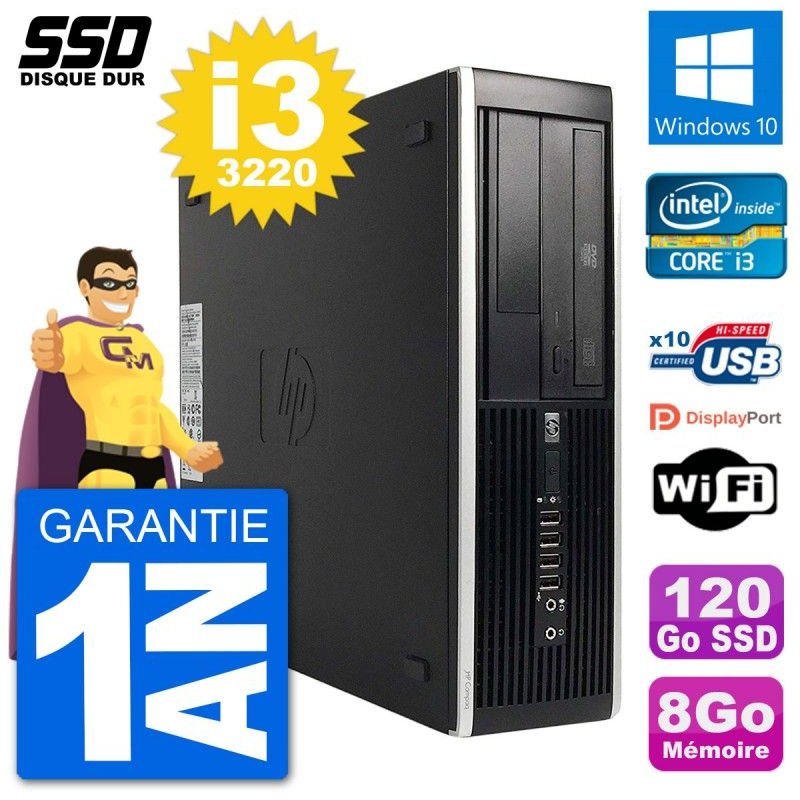 PC HP Compaq Pro 6300 SFF Intel i3-3220 RAM 8Go SSD 120Go Windows 10 Wifi