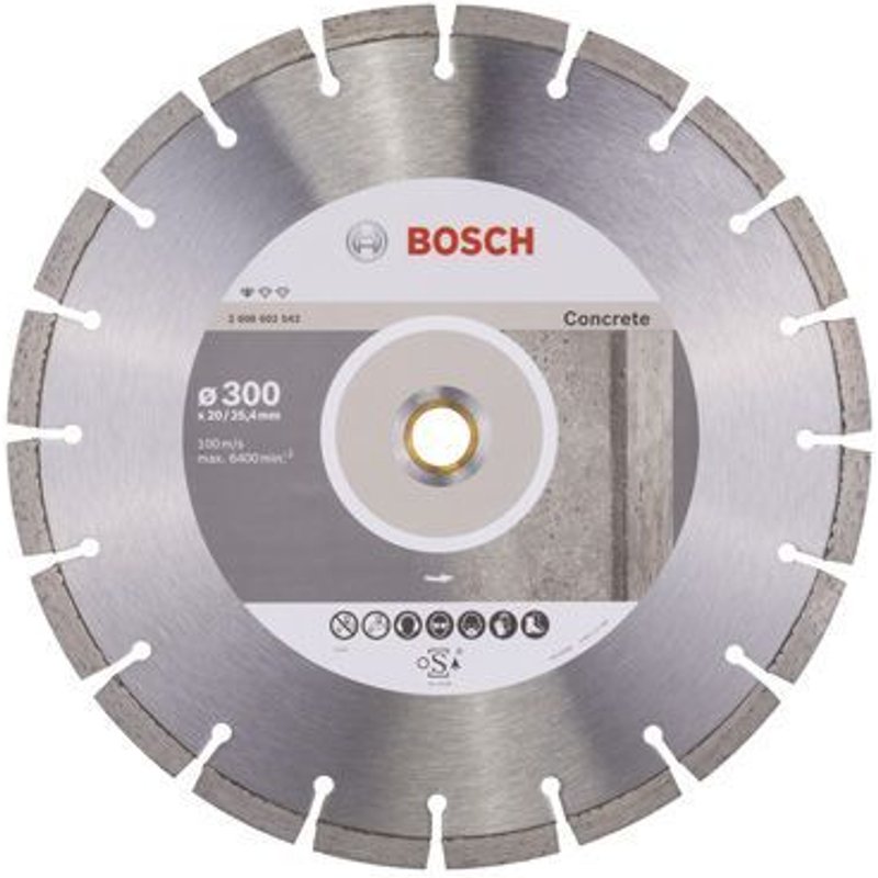 Bosch Disque à tronçonner diamanté Standard for Concrete, 300 x 20,00+25,40 x 2,8 x 10 mm - 2608602543
