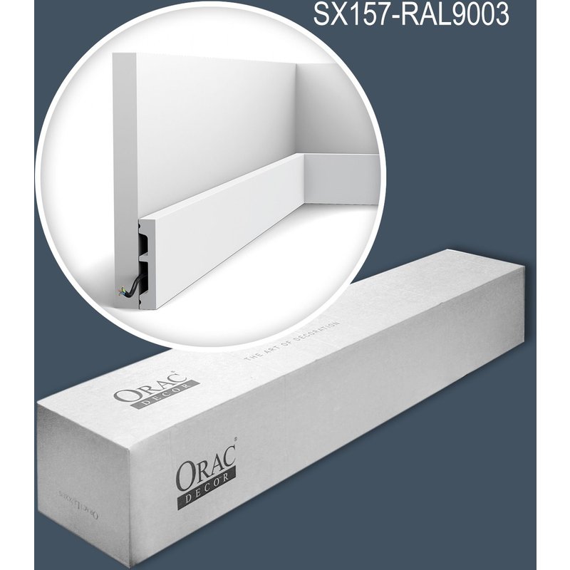 Orac Decor SX157-RAL9003-box AXXENT SQUARE 1 carton 39 pièces Plinthes Moulures decoratives 78 m